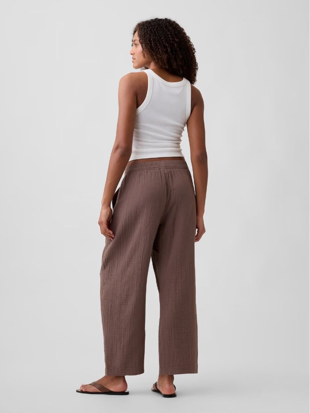 GAP Mid Rise Pull-On Barrel Gauze Pants 100 % Cotton - Picture 3 of 8